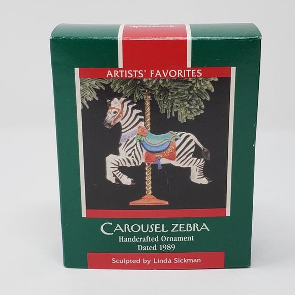 1989 Hallmark Carousel Zebra Handcrafted Linda Sickman Christmas Ornament. - Picture 1 of 8
